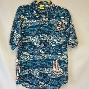 Vintage Big Dogs Hawaiian Button Down, Medium